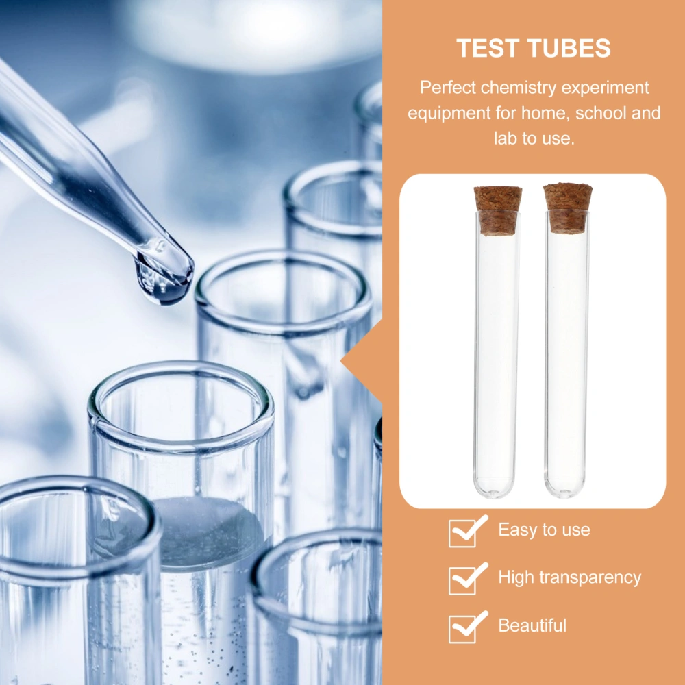 35Pcs Test Tubes Plastic Tubes with Corks Transparent Test Tubes Supplies