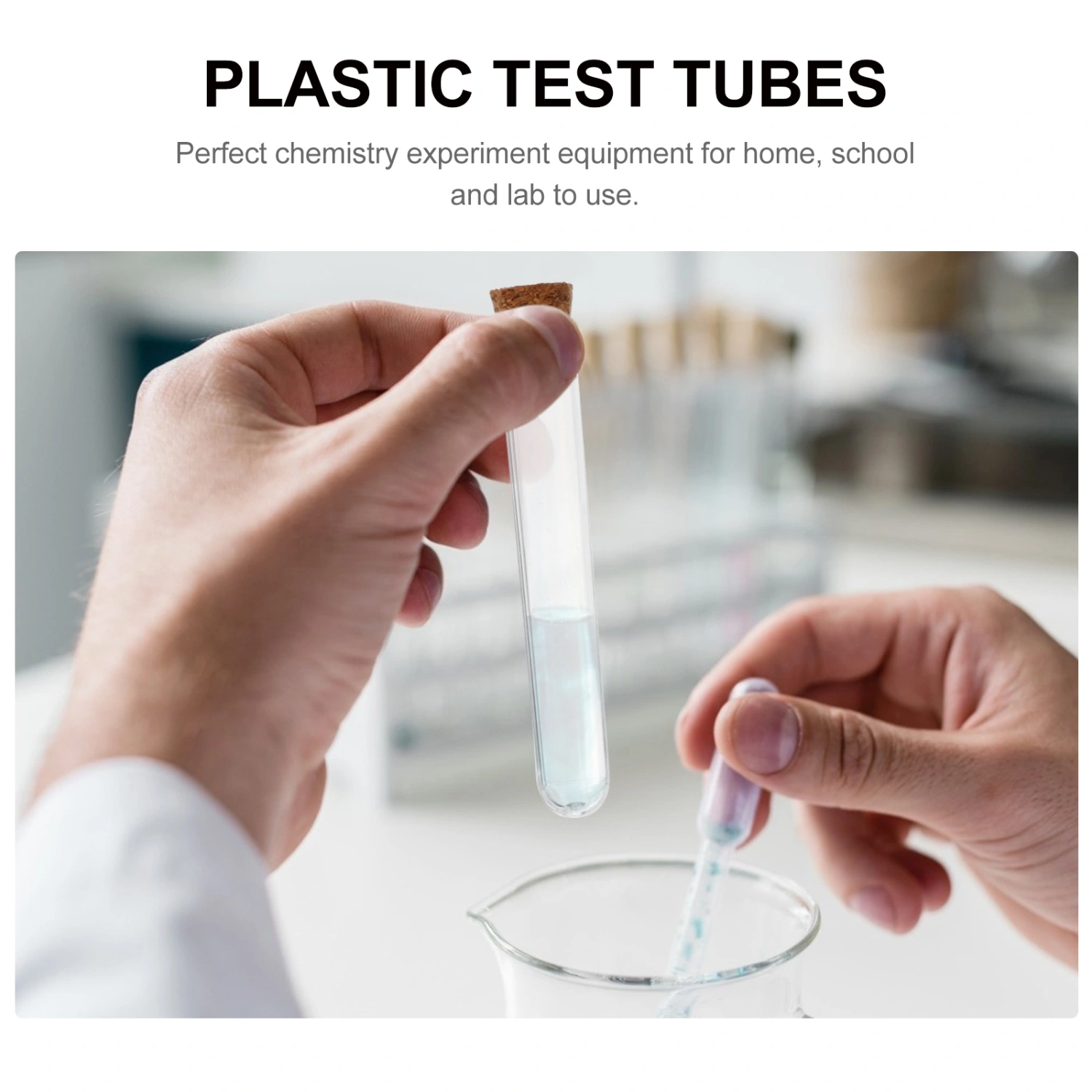 35Pcs Test Tubes Plastic Tubes with Corks Transparent Test Tubes Supplies