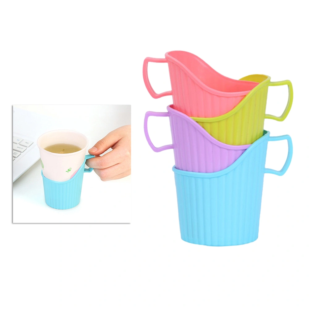 10pcs Disposable Paper Cup Holder Anti-scalding Insulated Cup Holder Cup Cover Insulation and Anti-scalding Cup Case(Random Color)