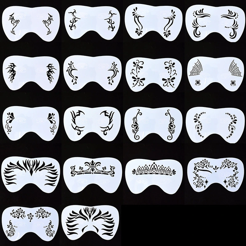 18pcs Face Drawing Stencils Diy Painting Templates Plastic Drawing Stencils for Face