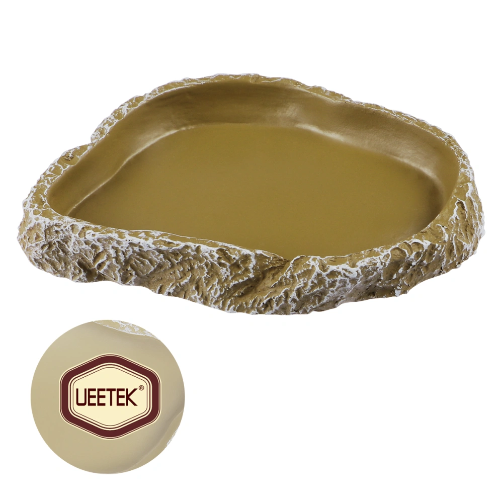 UEETEK 1PC Pets Feeding Plate Reptile Feeding Bowl Vivarium Food Water Dish Resin Bowl for Turtle Gecko Snake Pet Breeding Tray