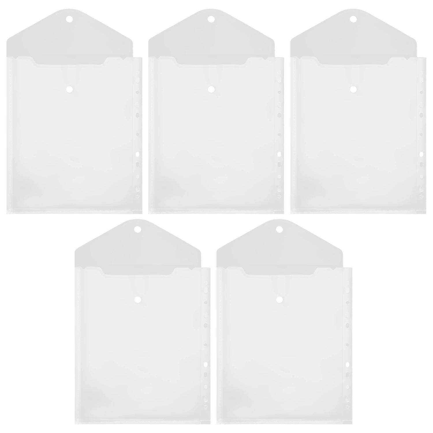 5Pcs Plastic A4 File Storage Bags 11-hole Loose-leaf Photo Protectors (Transparent)