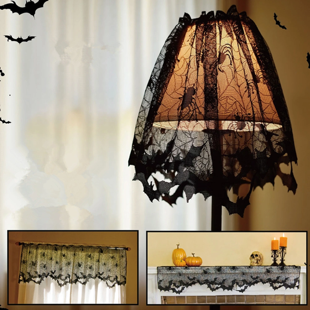 2pcs Halloween Decoration Spider Web Table Lampshade Door Curtain for Party Decor