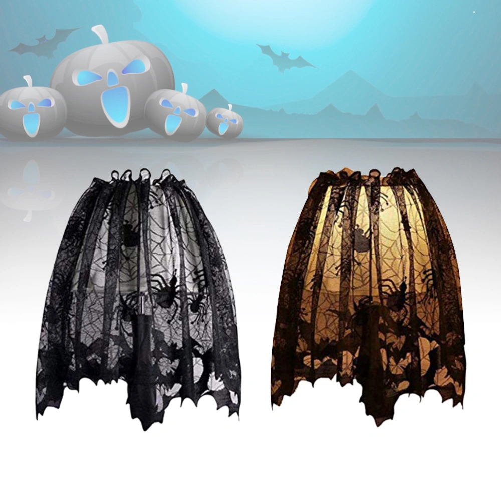 2pcs Halloween Decoration Spider Web Table Lampshade Door Curtain for Party Decor