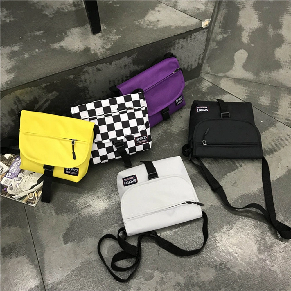 Women Canvas Plaid Shoulder Bag Harajuku Style Cross-section Square Bag Student Shoulder Bag Messenger Bag Handbag Female