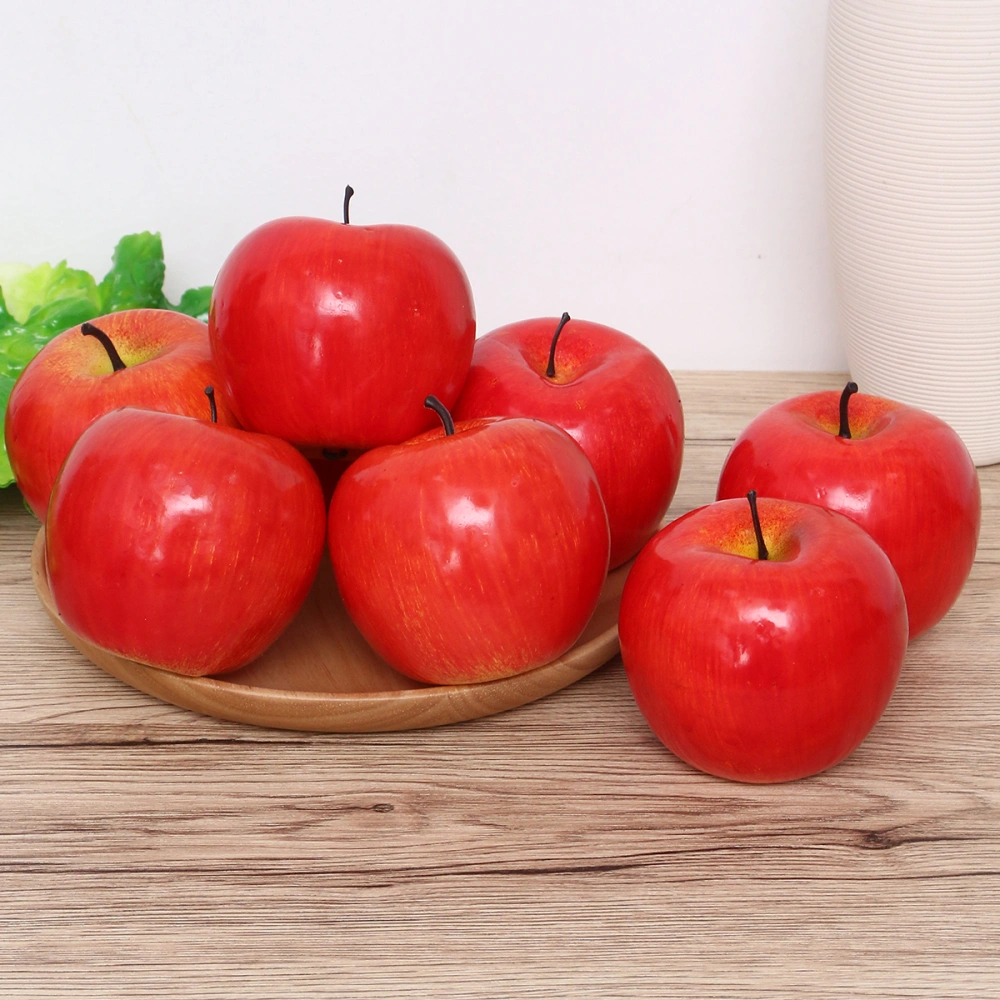 8pcs Plastic Simulation Fruit No Fading Photo Props Home Kitchen Wedding Showcase Decorations (Apple)