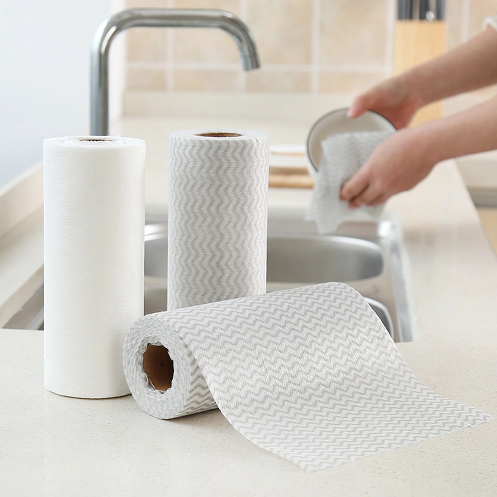 50pcs/Roll Mutipurpose Handy Wipes Cleaning Wipes Disposable Nonstick Wiping Rags Nonwovens House Cleaning Cloth Kitchen Dish Dishcloth (White)
