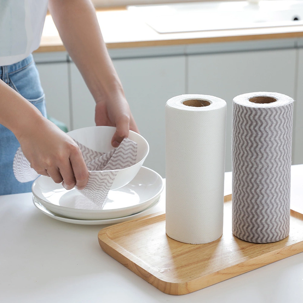 50pcs/Roll Mutipurpose Handy Wipes Cleaning Wipes Disposable Nonstick Wiping Rags Nonwovens House Cleaning Cloth Kitchen Dish Dishcloth (White)