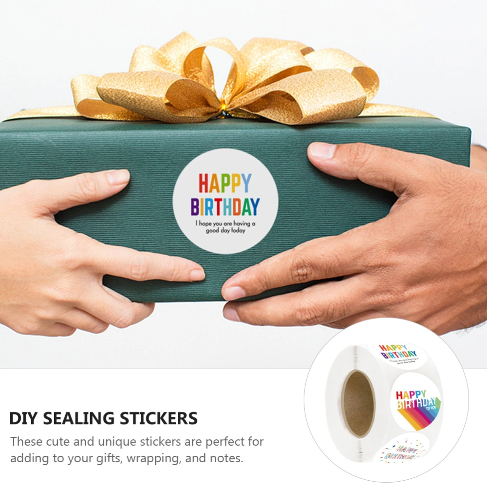 1 Roll Happy Birthday Sealing Stickers Self-adhesive Gift Wrapping Stickers