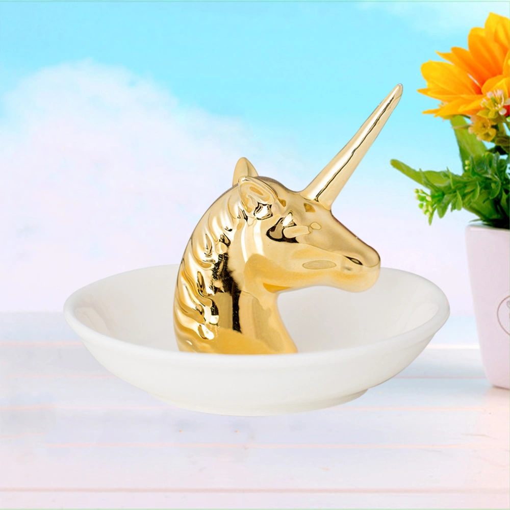 1pc Unicorn Shaped Jewelry Display Storage Trays Stand Dish Holder Ceramic Crafts Trinket Ring Storage Dish