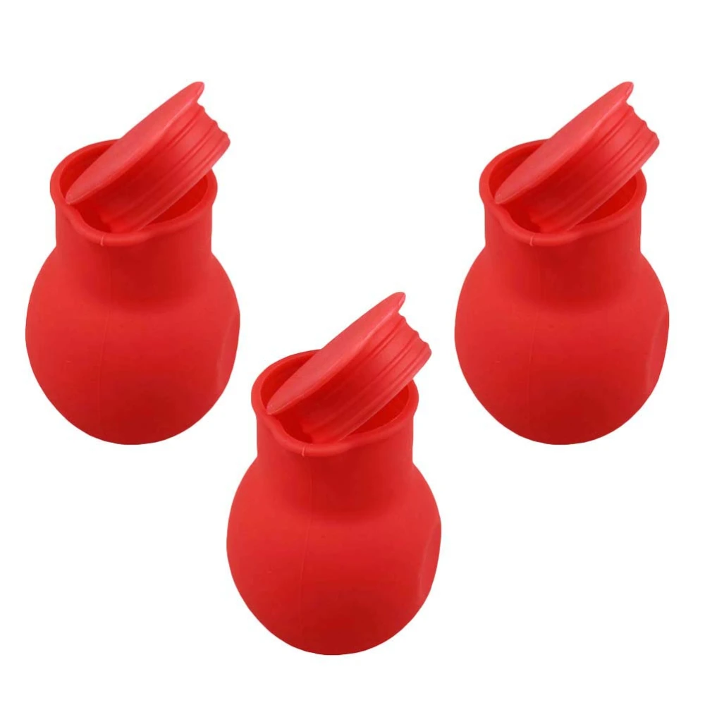 3Pcs Silicone Chocolate Melting Pot Melt Butter Heat Milk Sauce Microwave Baking Pot (Red)