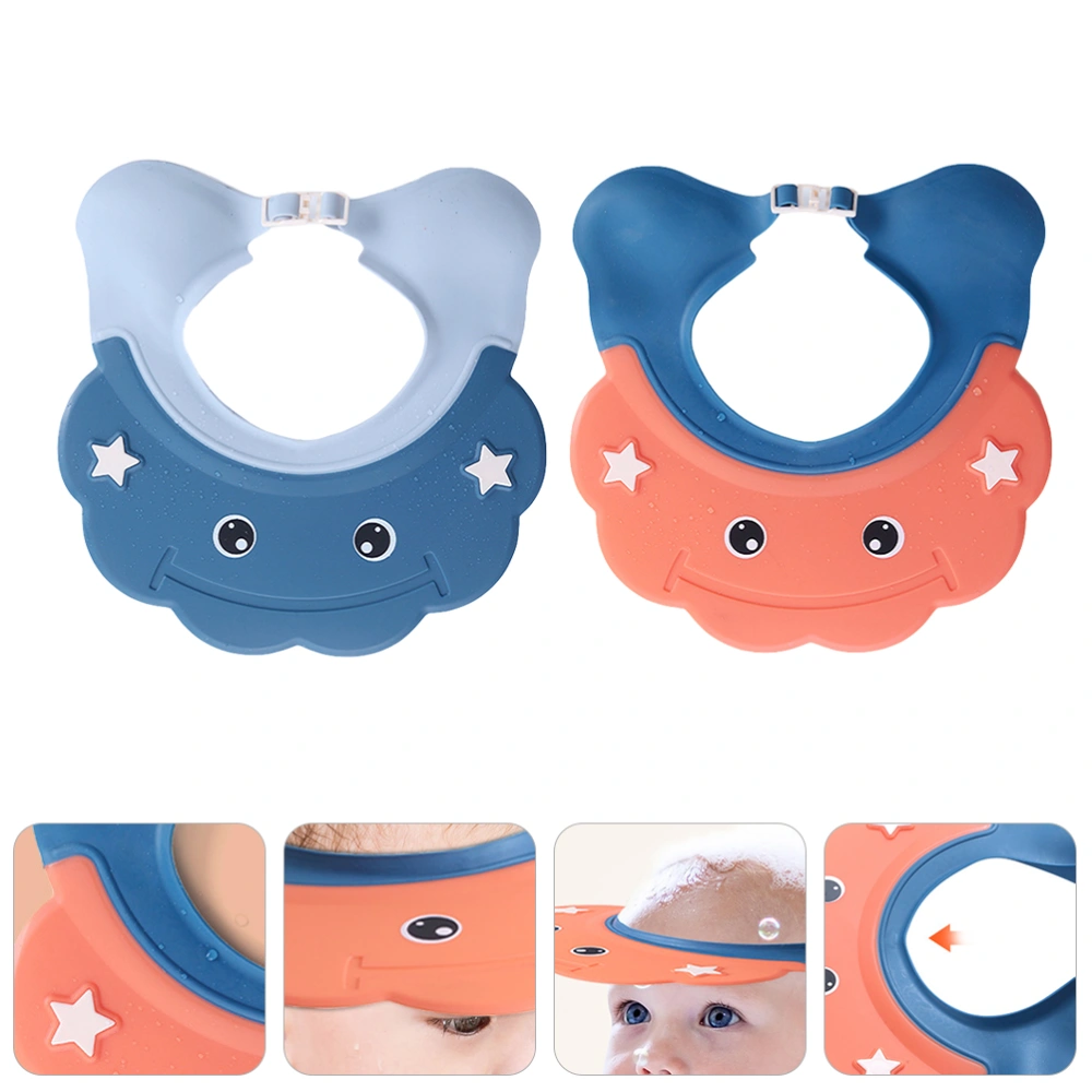 2pcs Waterproof Shower Shampoo Hat PP Adjustable Cartoon Baby Shower