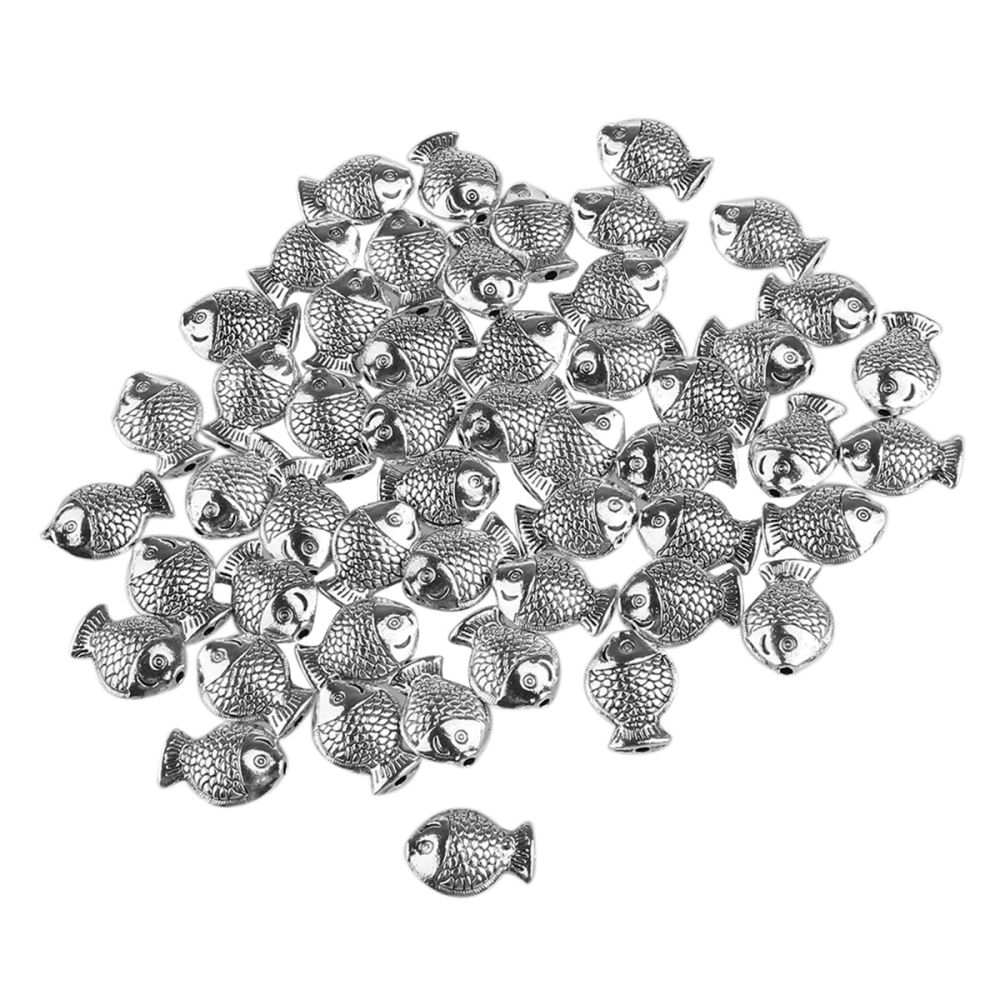 50pcs Small Fish Spacer Beads DIY Accessories for Necklace / Bracelets / Earrings Making (Silver)