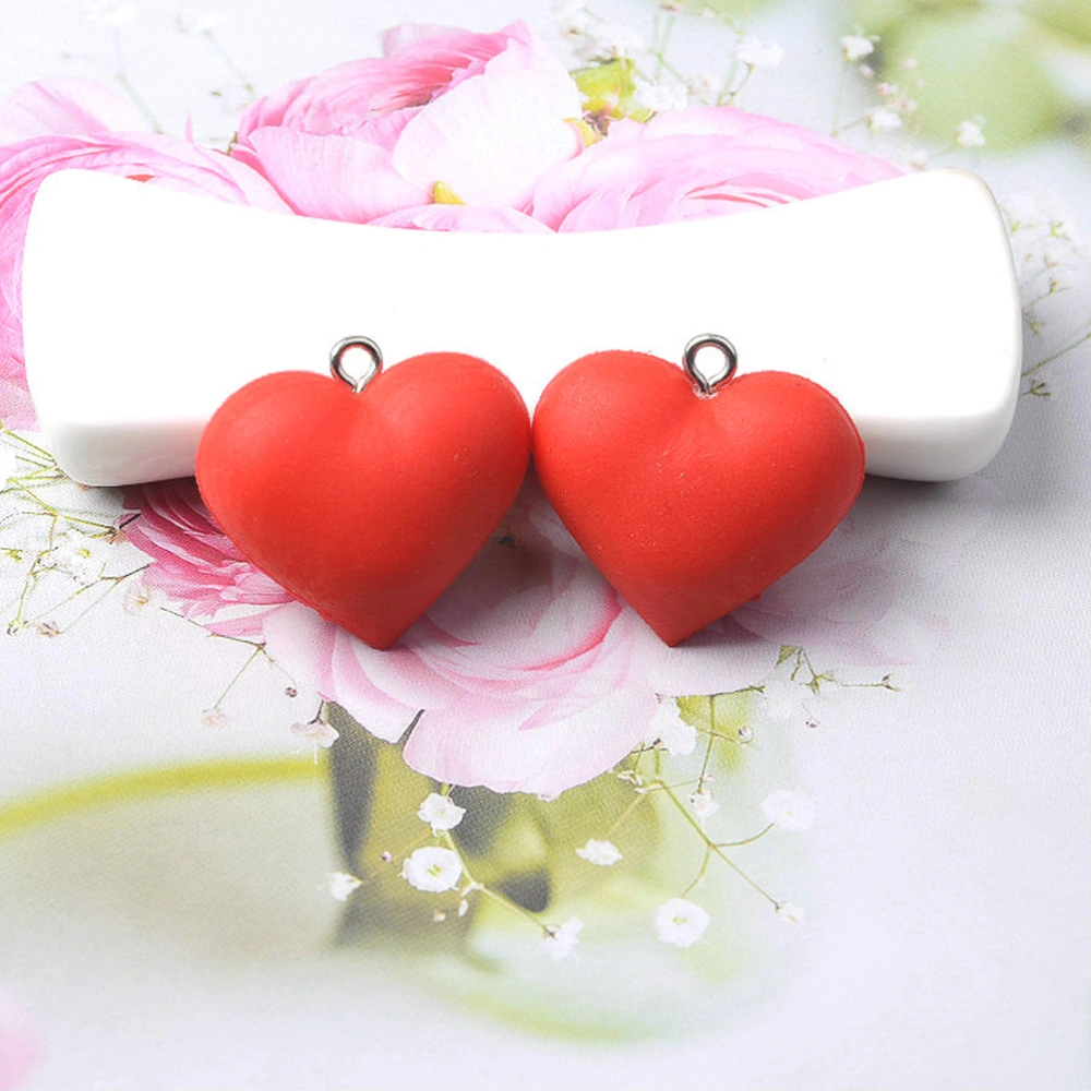 40Pcs Heart Shaped DIY Earring Accessories Mobile Phone Shell Decoration DIY Necklace Keychain Material (20Pcs Heart + 20Pcs Hanging Heart)