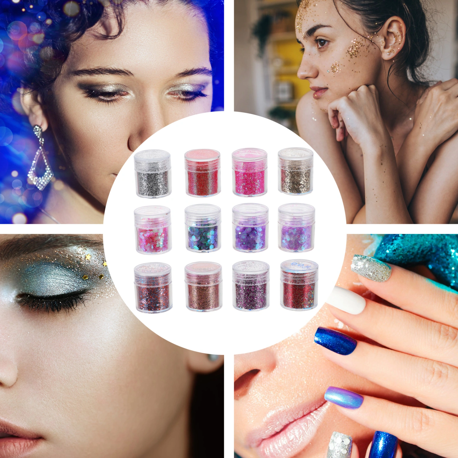 12 Boxes Manicure Metallic Glitters Fingernail Glitter Powder Nail Sequins Dust