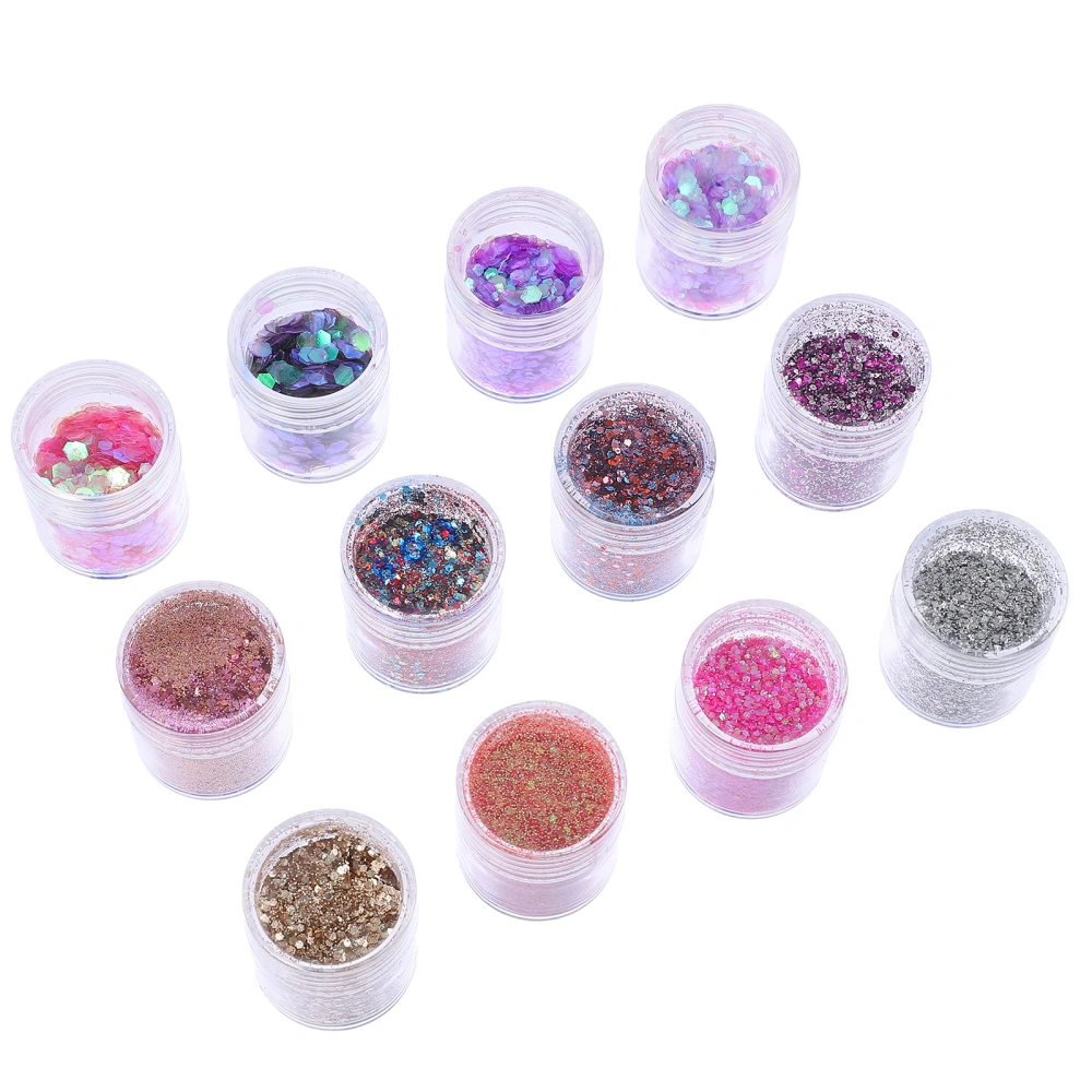 12 Boxes Manicure Metallic Glitters Fingernail Glitter Powder Nail Sequins Dust