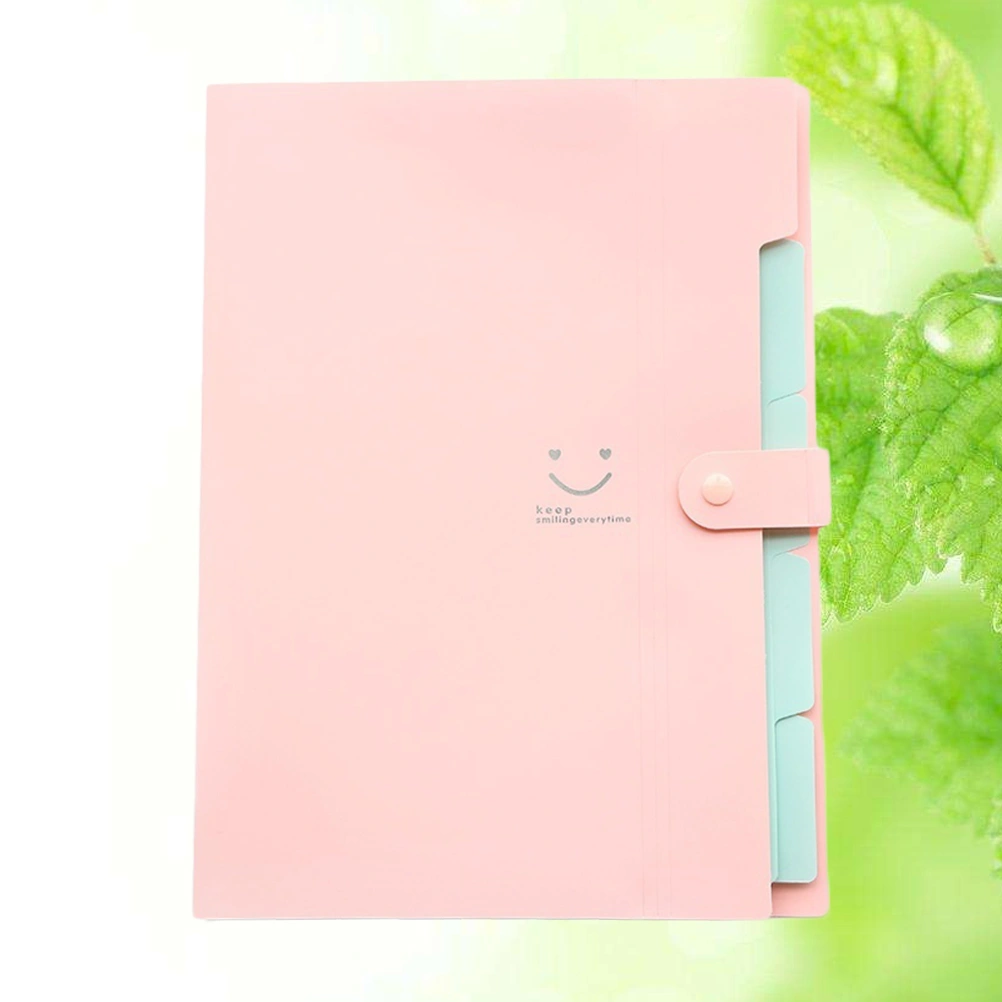 Plastic File Folders A4 Size Snap Closure Accordion Folder Document File Folder (Pink)