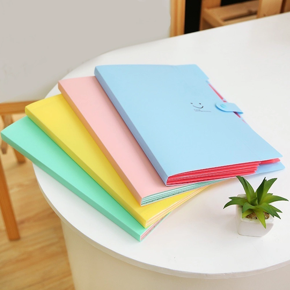 Plastic File Folders A4 Size Snap Closure Accordion Folder Document File Folder (Pink)