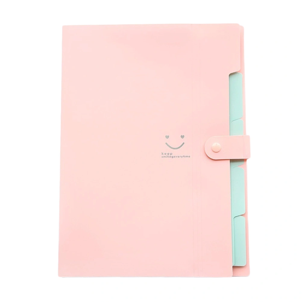 Plastic File Folders A4 Size Snap Closure Accordion Folder Document File Folder (Pink)