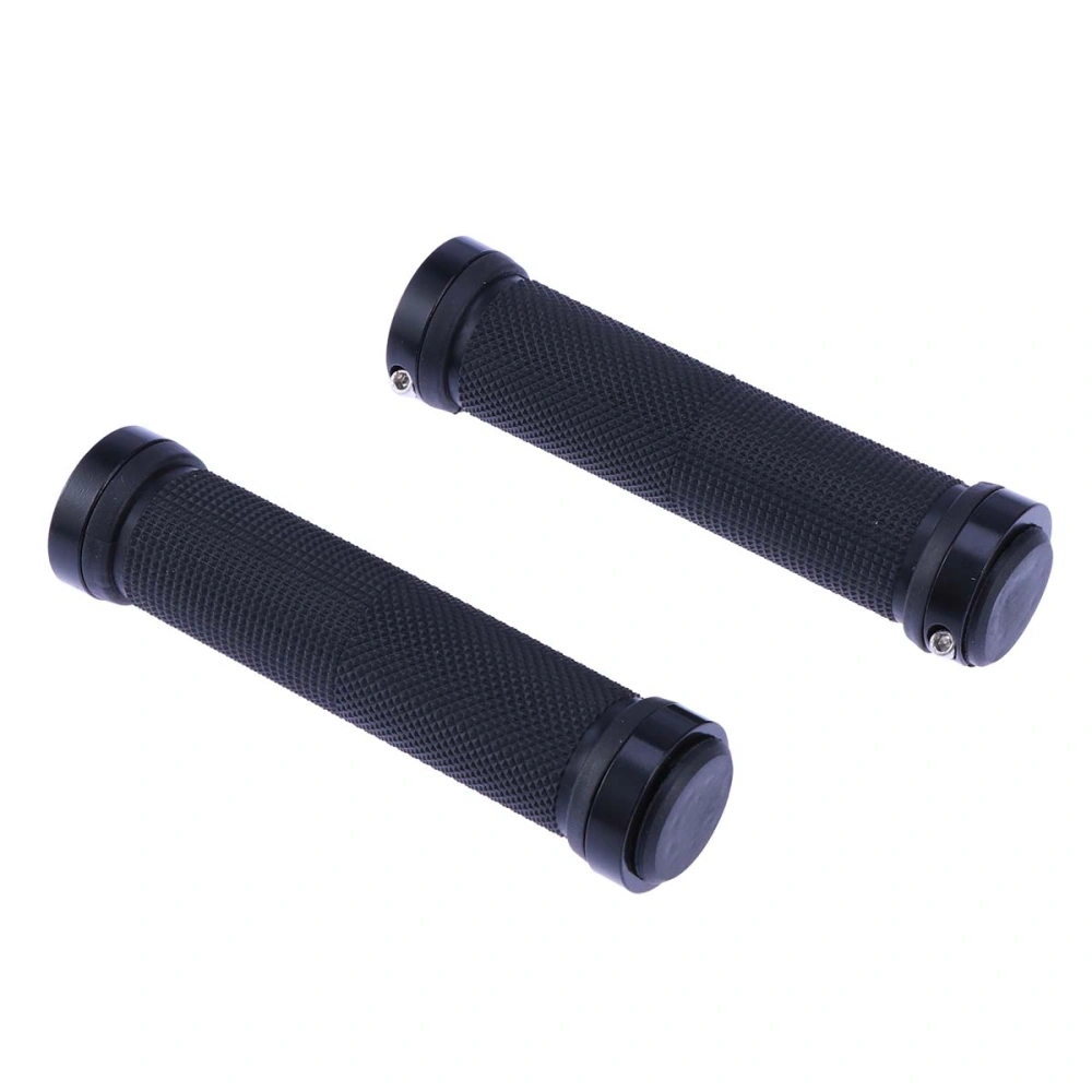 A Pair of Mountain Bike Double Lock Aluminum Alloy Handle Antiskid Handle Sleeve Set(Black)