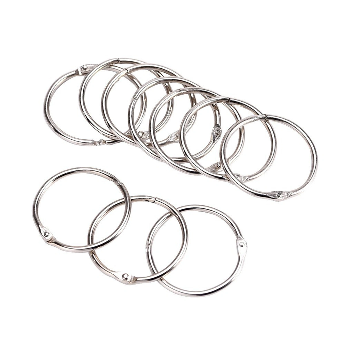 12pcs Metal Snap Ring Multi-purpose Curtain Ring Paper Book Loose Leaf Binder Ring Keychain Key Ring (Silver, Inside Diameter 50mm)