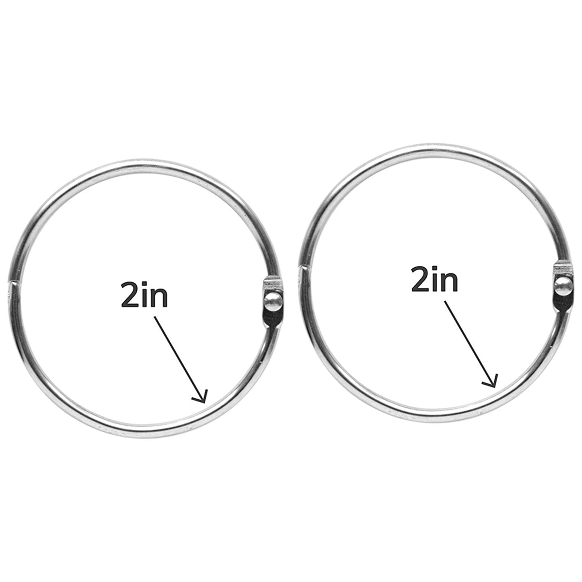12pcs Metal Snap Ring Multi-purpose Curtain Ring Paper Book Loose Leaf Binder Ring Keychain Key Ring (Silver, Inside Diameter 50mm)