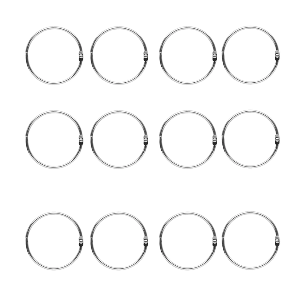 12pcs Metal Snap Ring Multi-purpose Curtain Ring Paper Book Loose Leaf Binder Ring Keychain Key Ring (Silver, Inside Diameter 50mm)