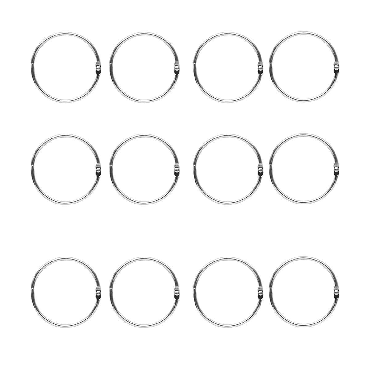 12pcs Metal Snap Ring Multi-purpose Curtain Ring Paper Book Loose Leaf Binder Ring Keychain Key Ring (Silver, Inside Diameter 50mm)