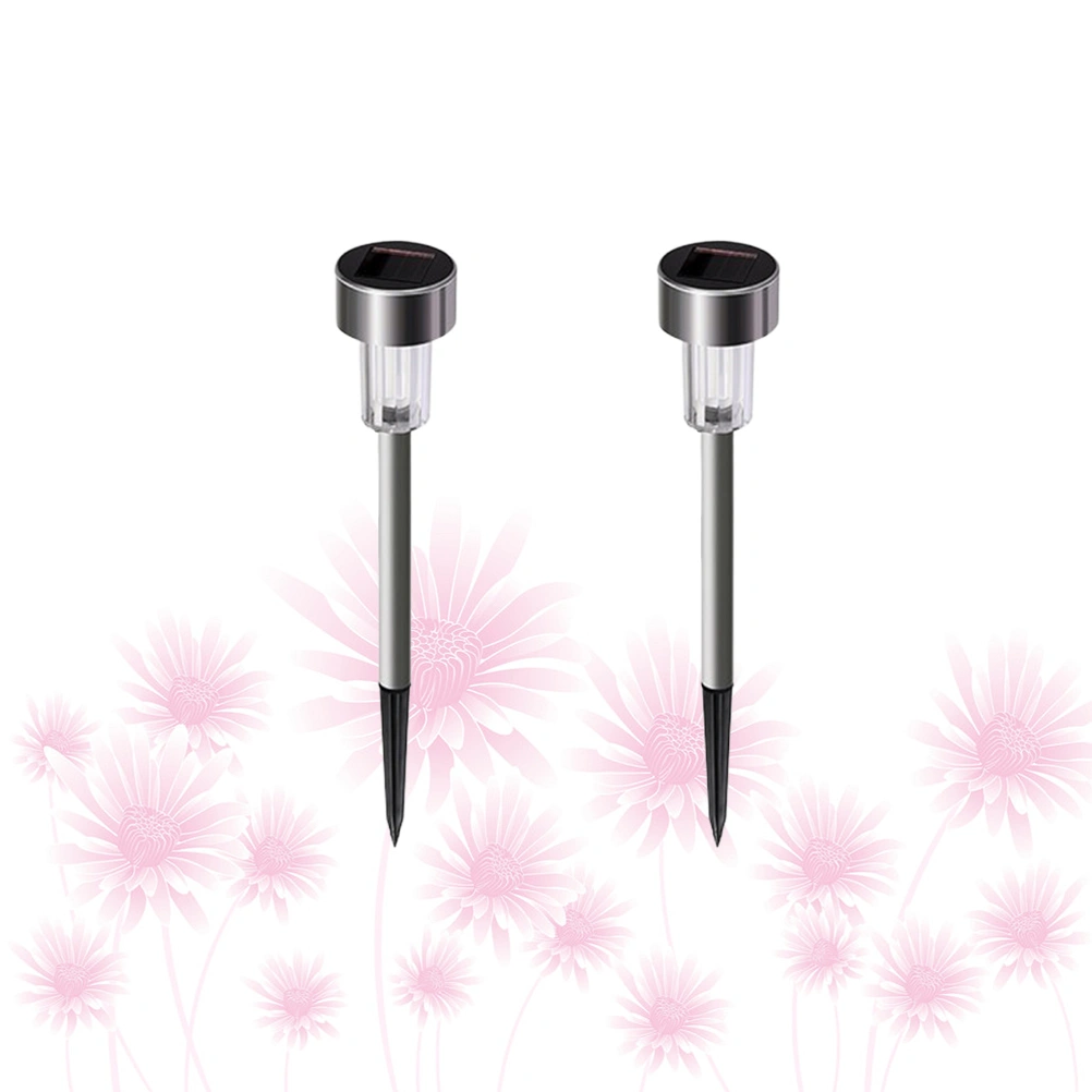 2 Pcs Solar Powered LED Light Solar Waterproof Stianless Steel Landscape Lights Tube Shaped Outdoor Light for Pathway Landscape Garden Patio Yard - White Light Color