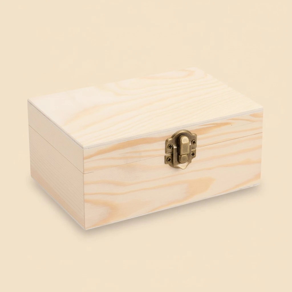 Wooden Jewelry Box Handcraft DIY Jewelry Box Jewelry Storage Box Simple Wooden Jewelry Box (Rectangle)