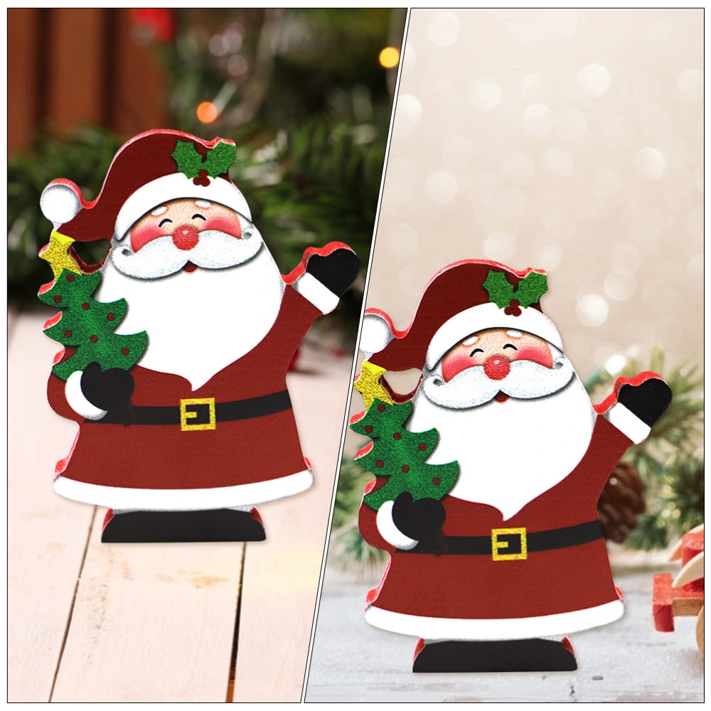 2Pcs Wooden Christmas Art Decors Xmas Desktop Adornmtents for Decor Using