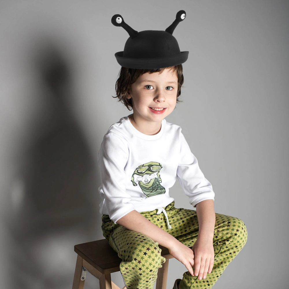 Small Round Hat Creative Snail Eyes Lovely Casual Wear Hat Interesting Dress Up for Kids Children Toddlers (Black)