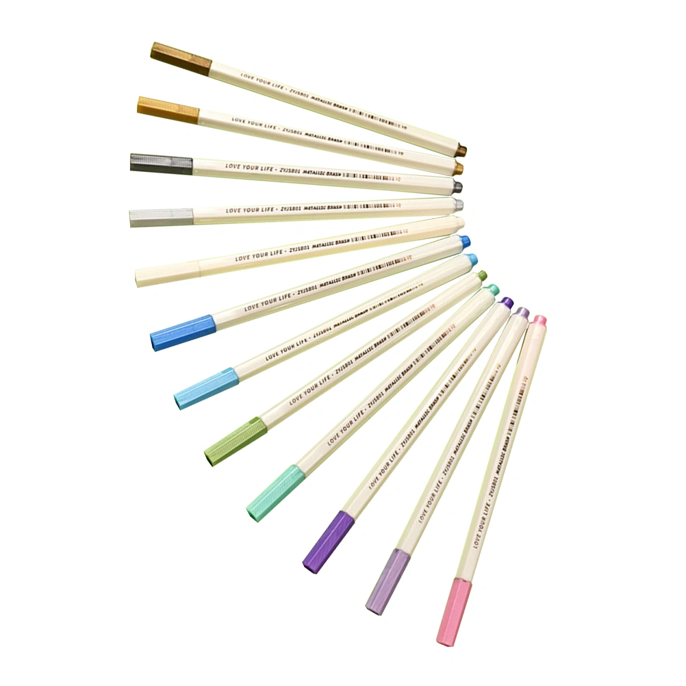 12Pcs Metallic Painting Pens Scrapbooking Glitter Markers Card Marking Pens