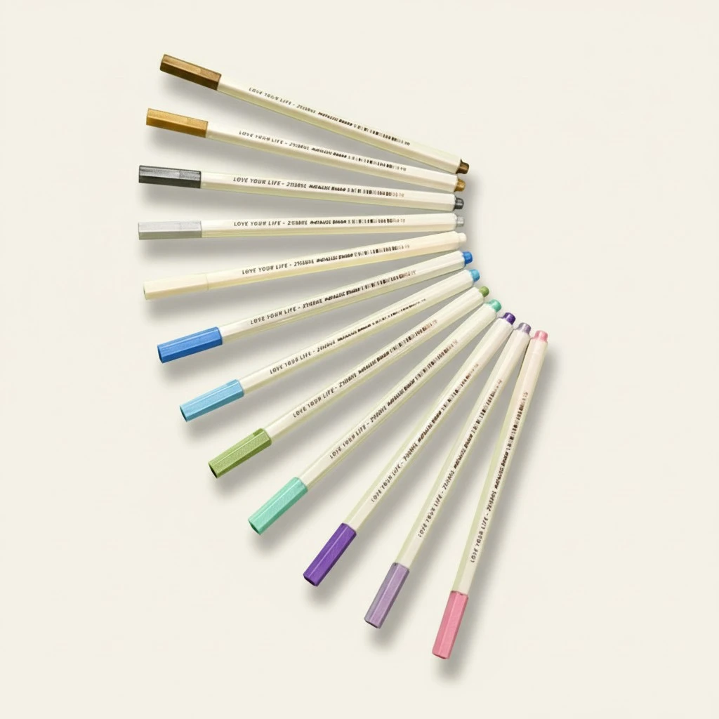 12Pcs Metallic Painting Pens Scrapbooking Glitter Markers Card Marking Pens