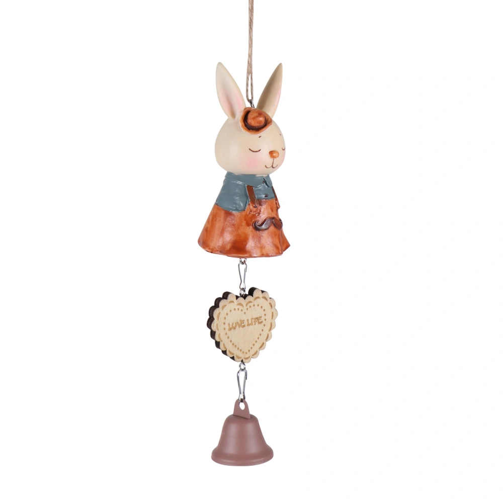 Cartoon Rabbit Resin Wind Chime Simple and Beautiful Label Pendnat Chimes Wind Bells (Mr. Rabbit)