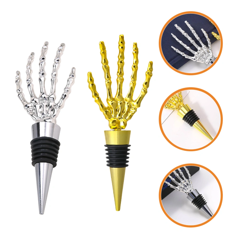 2 Pcs Wine Stopper Skeleton Hand Wine Bottle Stopper Decorative Champagne Stopper