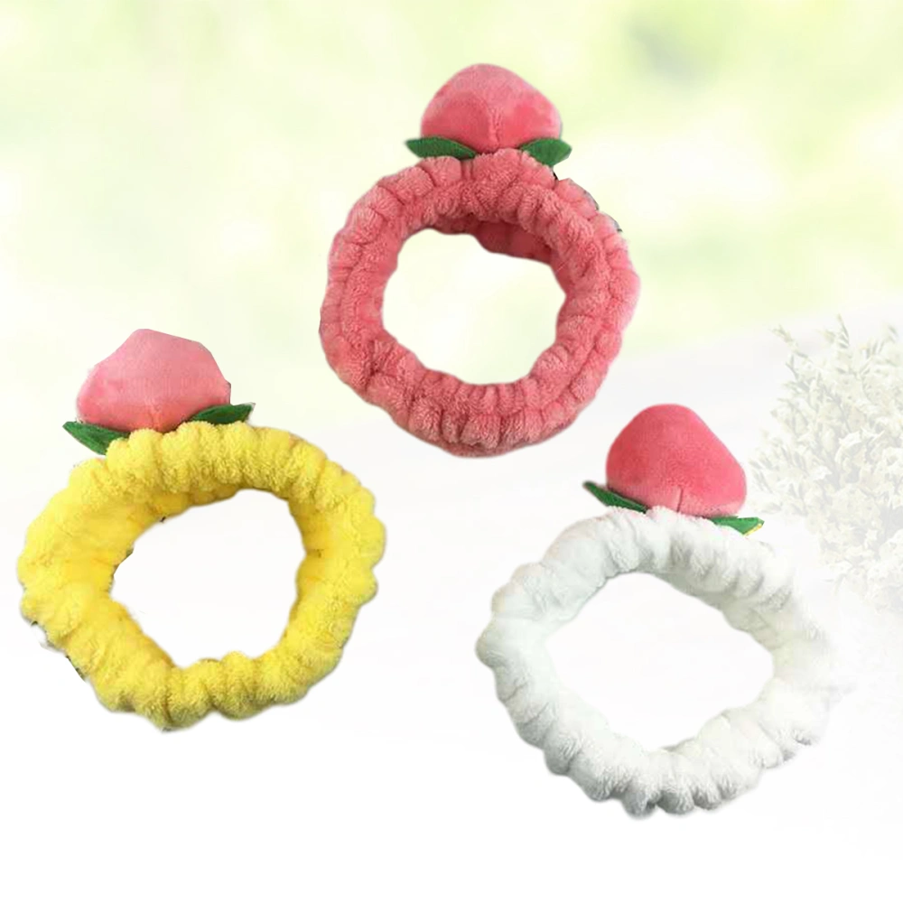 3 pcs Peach Design Wide Border Headdress Straight Wire Hair Band for Women Decoration Use