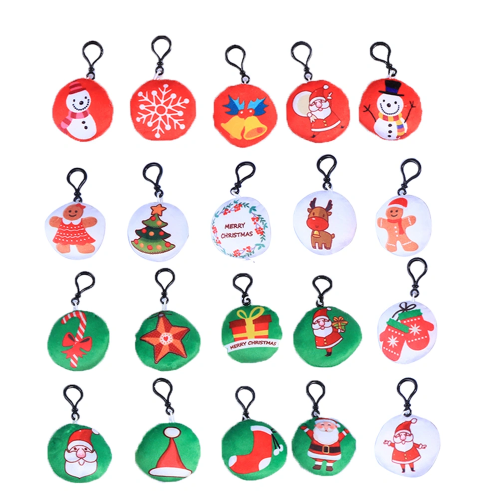 20pcs Christmas Keychains Christmas Plush Key Rings Various Design Phone Pendant Ornaments Key Holder Christmas Party Supplies Decor(Random Pattern)