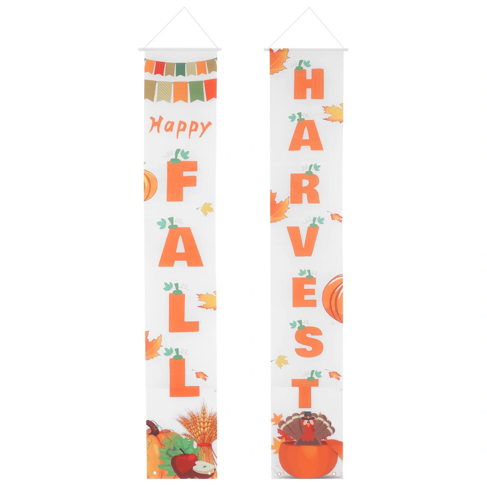 2Pcs Thanksgiving Door Banners Autumn Porch Signs Fall Harvest Door Signs