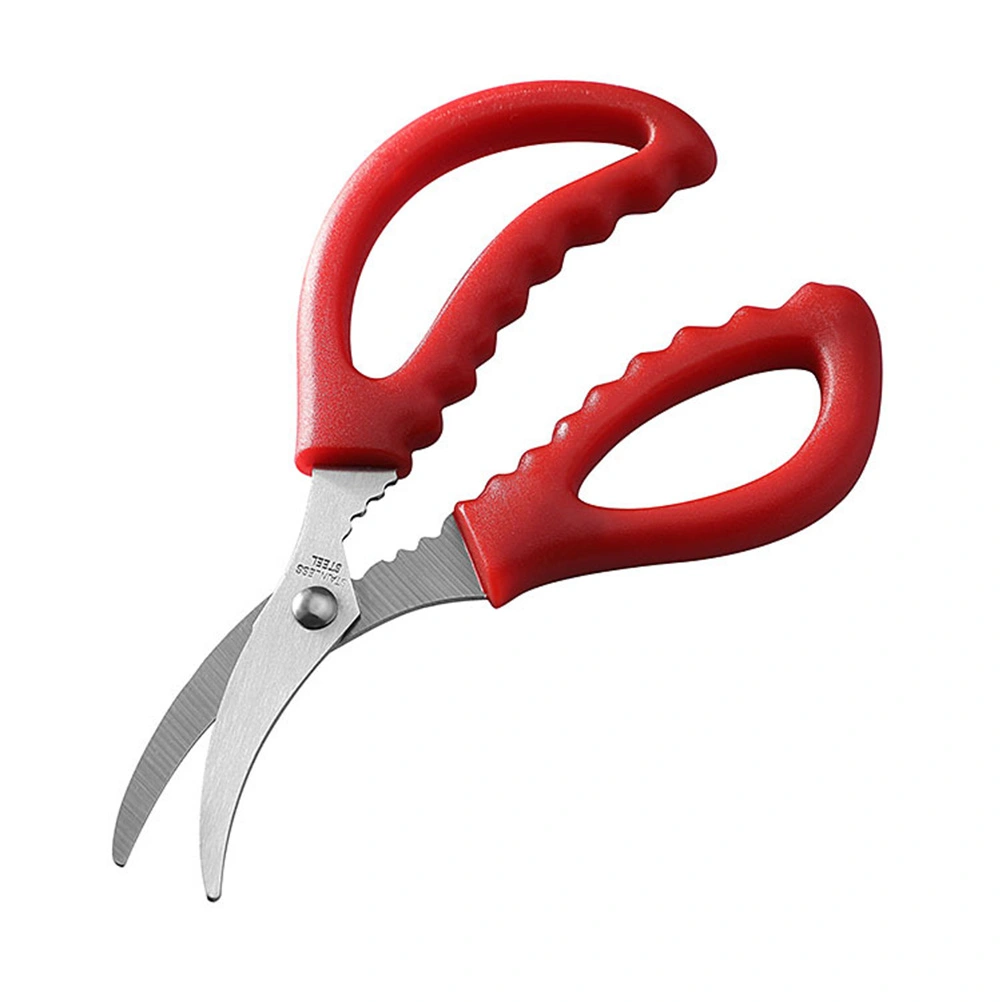 3pcs Stainless Steel Scissors Shrimp Line Scissors Kitchen Shears Multifunctional Seafood Scissors Cut Shrimp Line Tools (Red)