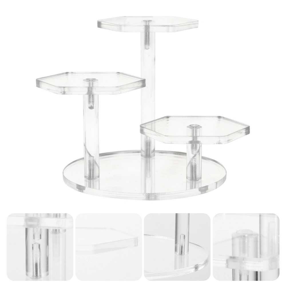 1Pc Clear Figurine Models Display Rack Acrylic Jewelry Riser Type Rack (3 Tier)