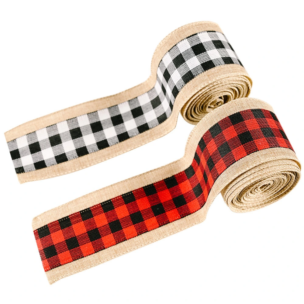 2PCS Xmas Imitated Linen Cloth Webbing Christmas Bowknot Decorative Ribbon