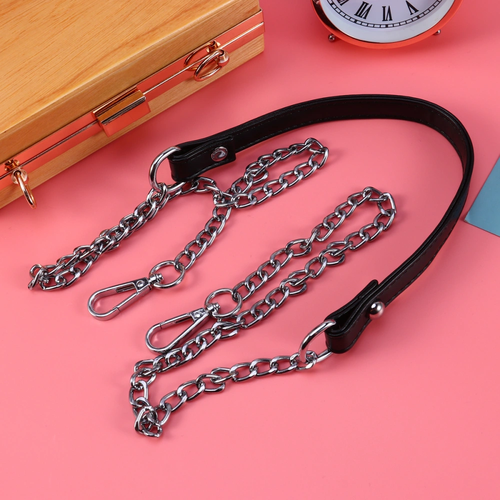 1pc Metal Chain PU Bag Strap Chain Replacement Bag Accessories with Buckles for Purse Handbag Shoulder Bag Black and Silver