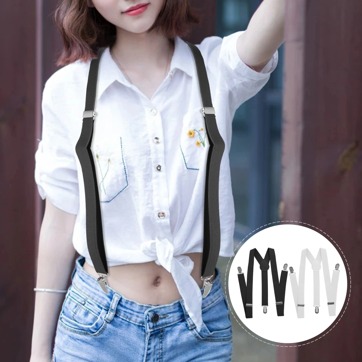 2Pcs Y-Back Suspenders Cozy Suspenders Adjustable Elastic Suspenders for Adult