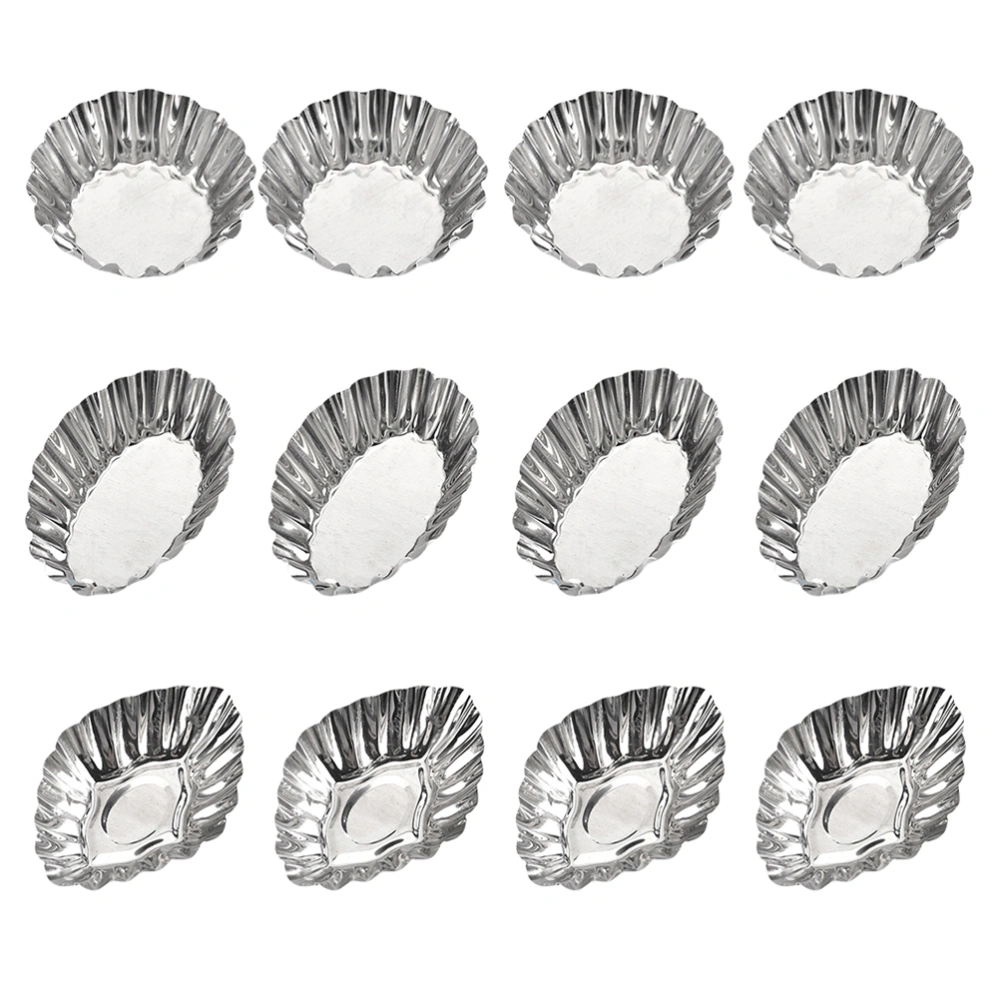 12pcs Egg Tart Molds Stainless Steel Cake Muffin Molds Reusable Baking Molds