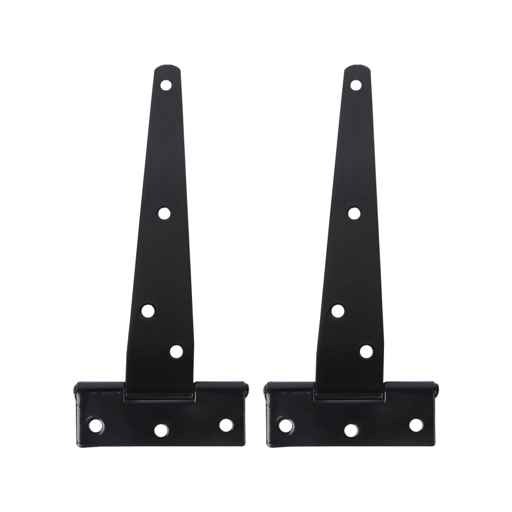 2PCS 6 Inches T Shape Rustproof Iron Light Duty Shed Hinge Gate Strap Hinge Door Gates Hinges (Black)