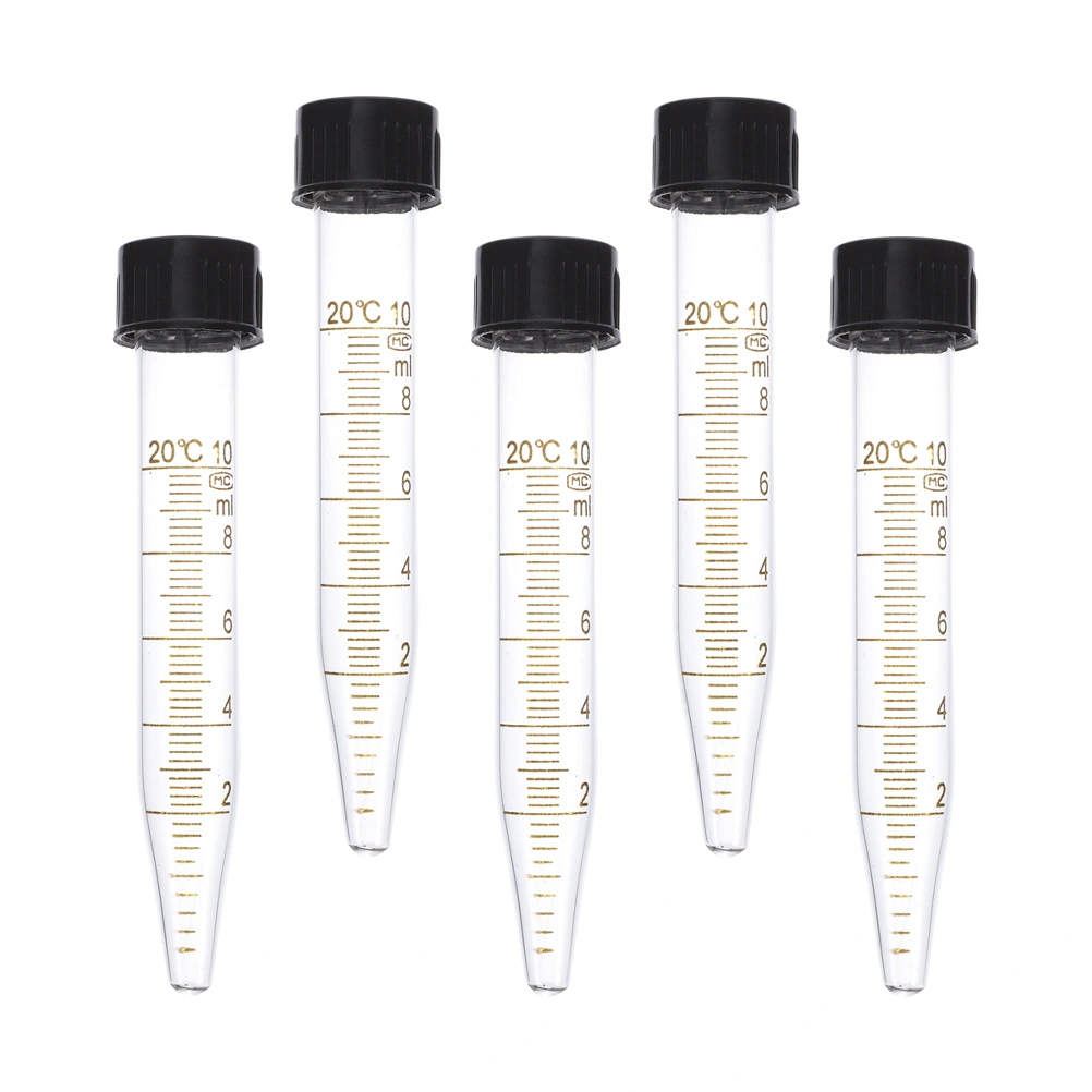 5pcs Centrifuge Tubes 10ML Test Tubes Laboratory Centrifuge Tubes with Screw Caps