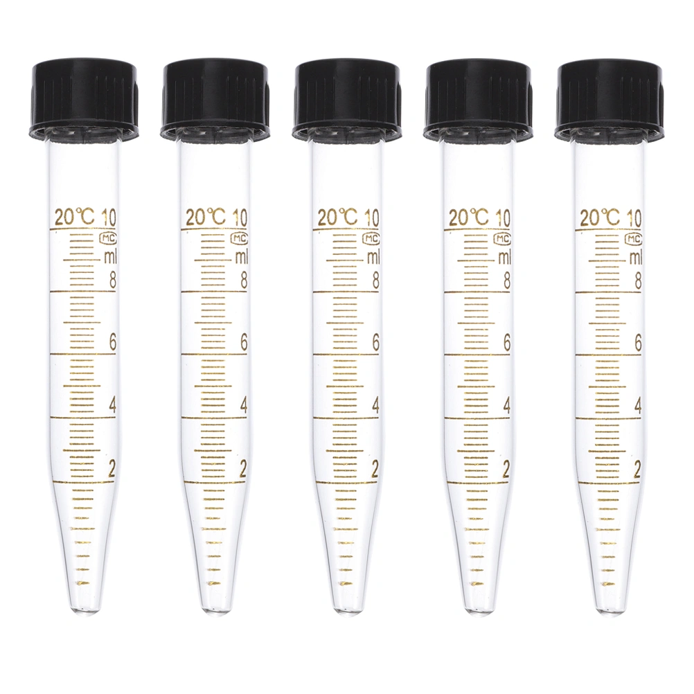 5pcs Centrifuge Tubes 10ML Test Tubes Laboratory Centrifuge Tubes with Screw Caps