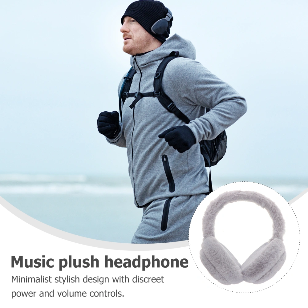 Fashion Plush Earmuffs Wireless Headphone Winter Ear Warmer Electric Ear Covers Headwear Music Earwear (Grey)