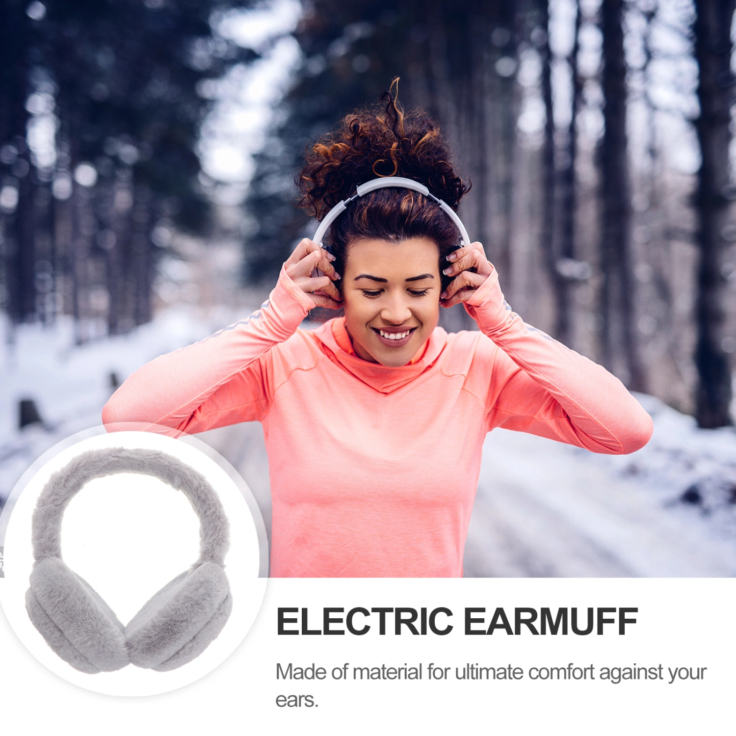 Fashion Plush Earmuffs Wireless Headphone Winter Ear Warmer Electric Ear Covers Headwear Music Earwear (Grey)